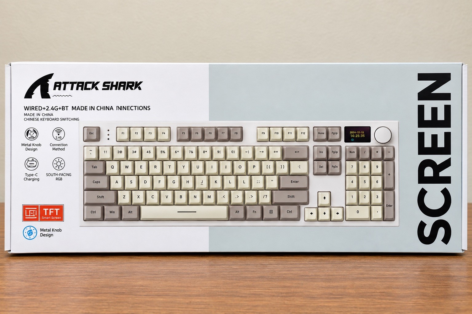 ATTACK SHARK K86 RGB Mechanical Keyboard 88-Key RGB Gray/Green/White