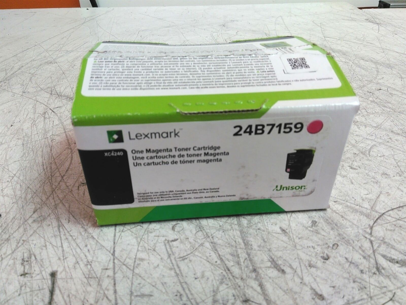 New Lexmark 24B7159 Magenta Toner Cartridge Damaged Box