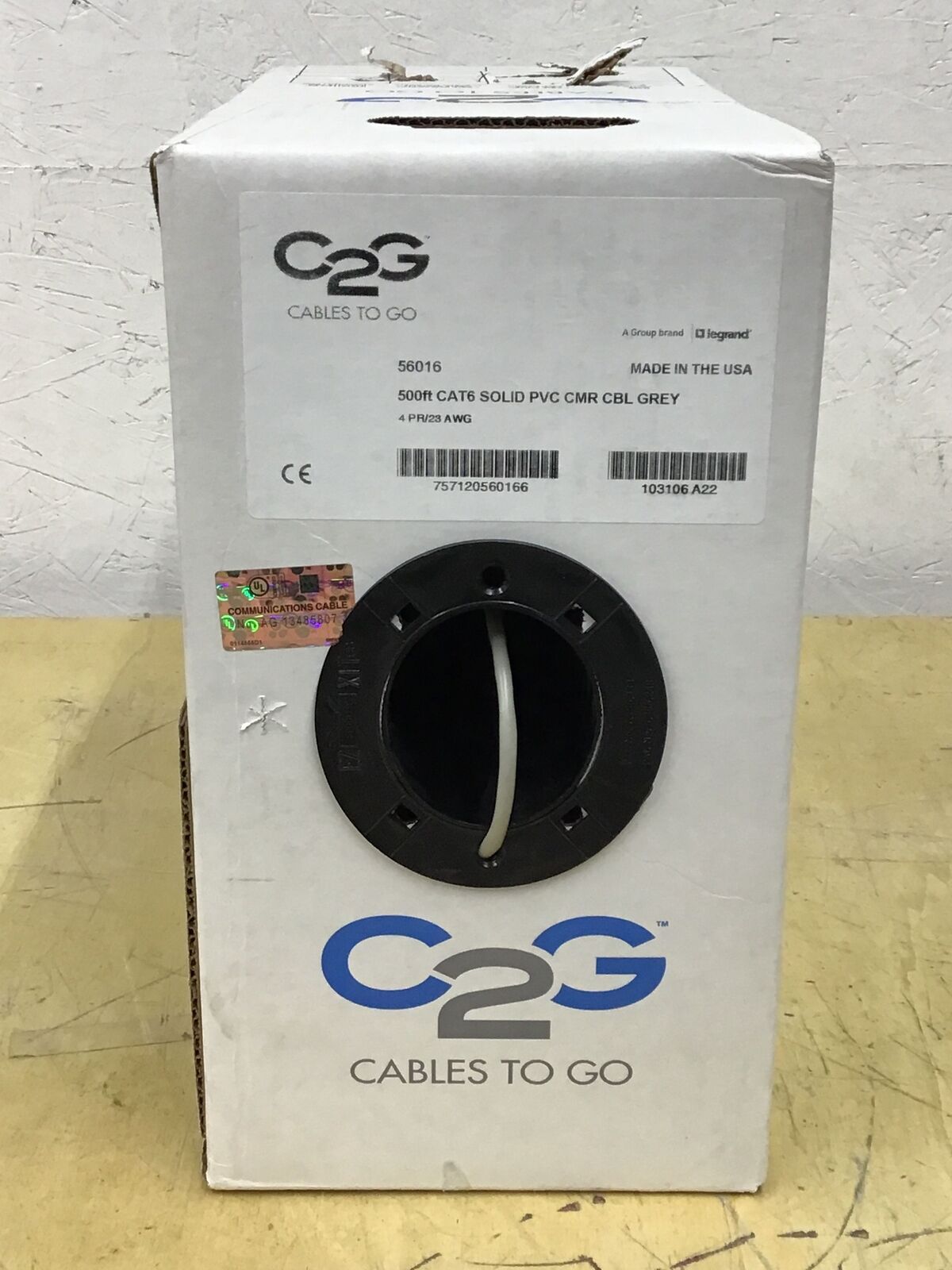 C2G 500' 152.4m Cat6 Bulk Unshielded UTP Ethernet Network Cable Gray 56016