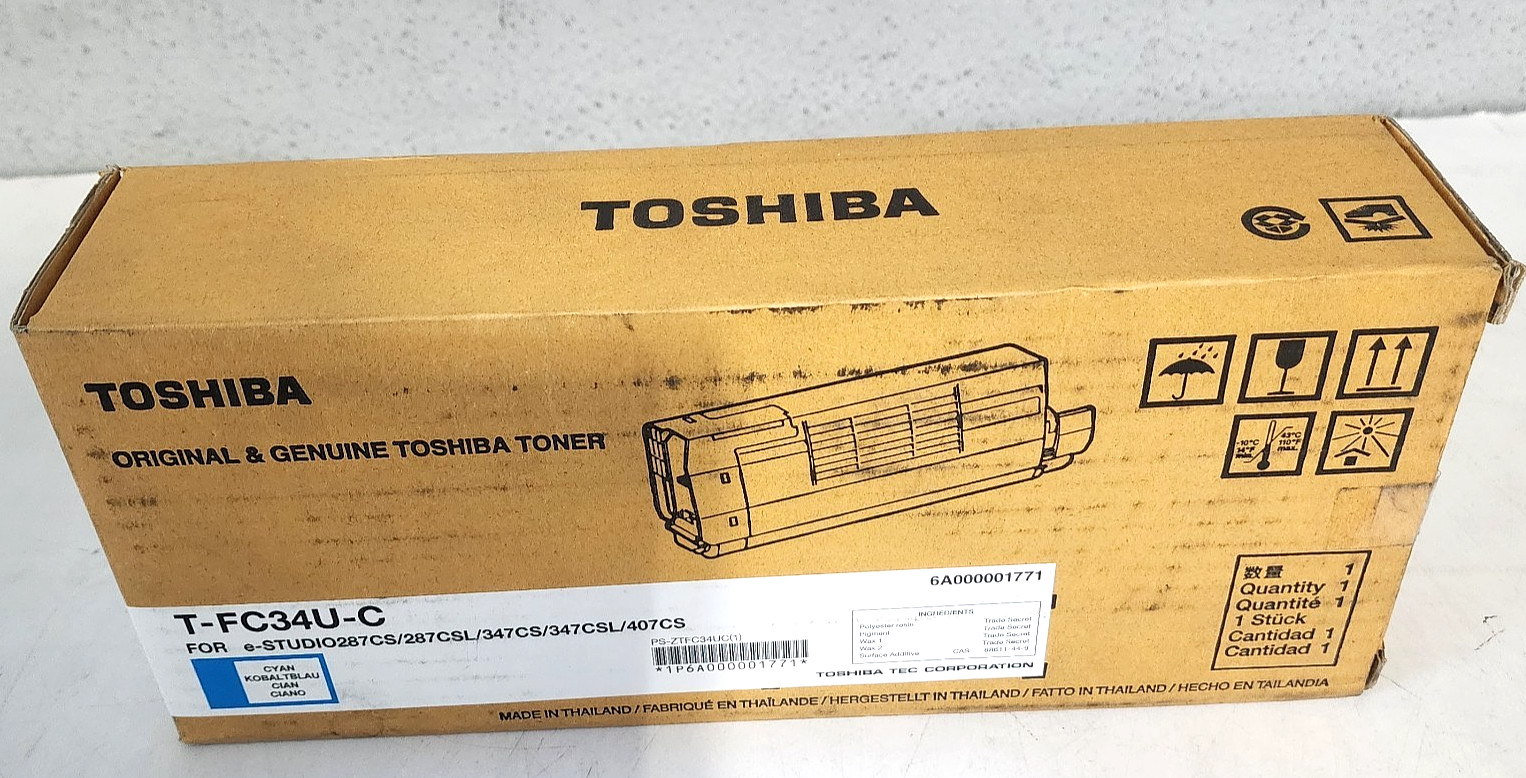 Toshiba T-FC34U-C Cyan Toner Cartridge e-STUDIO287CS Genuine New Sealed Box