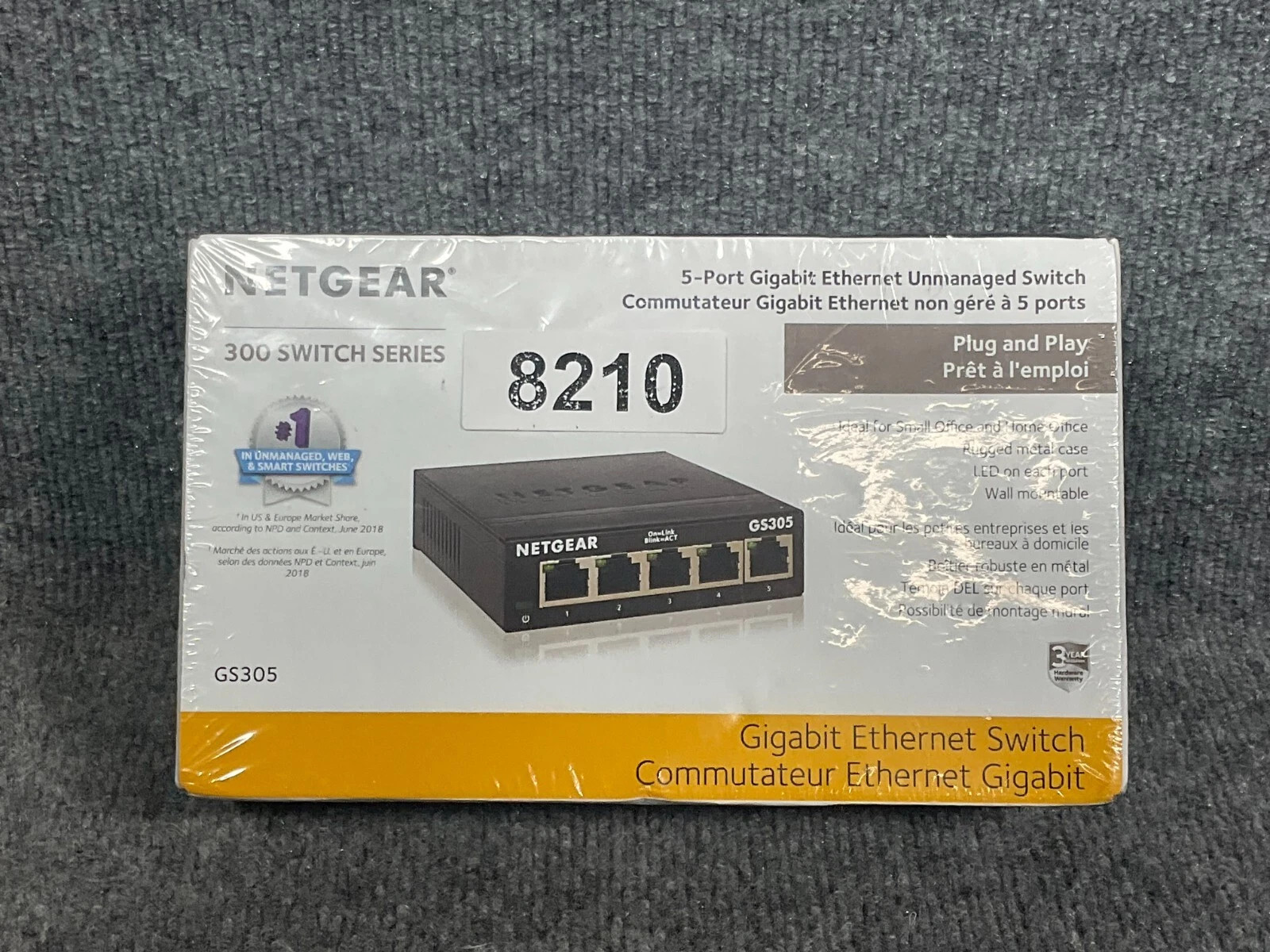 NETGEAR GS305 5-Port Gigabit Ethernet Unmanaged Switch Used 8210
