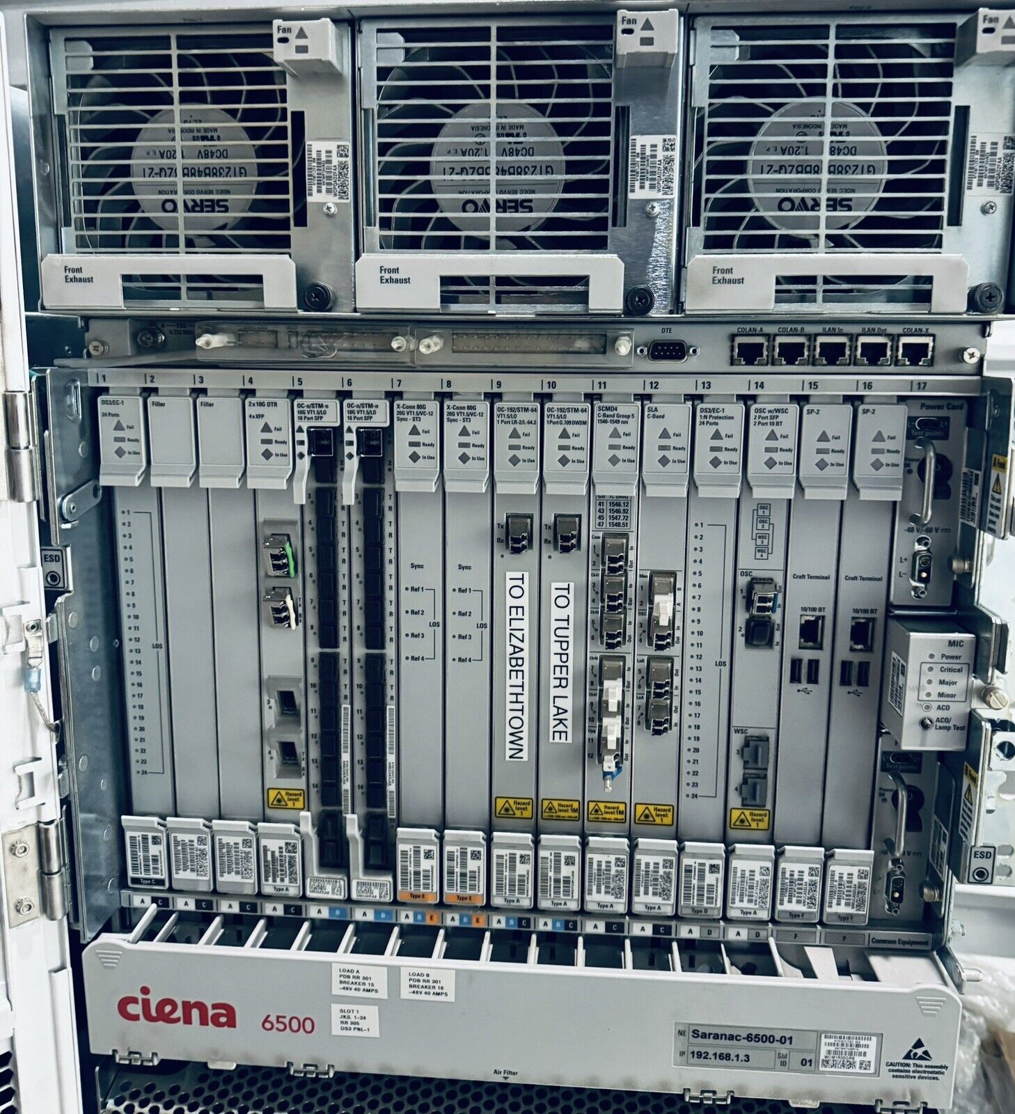 Ciena 6500 17-Slot Chassis OC-192 SP-2 SCMD4 OC-N - LOADED WITH CARDS