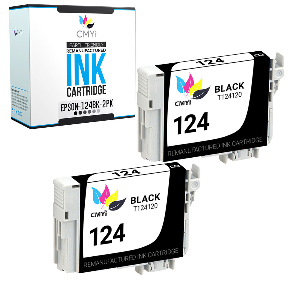2PK Replacement for Epson T124 124 Black Ink Cartridge Fits Stylus Workforce 320