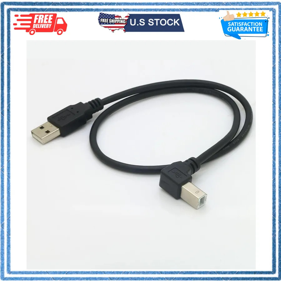 1.6ft USB 2.0 A to B Printer Cable Right Angle High Speed Scanner Cord Down A...