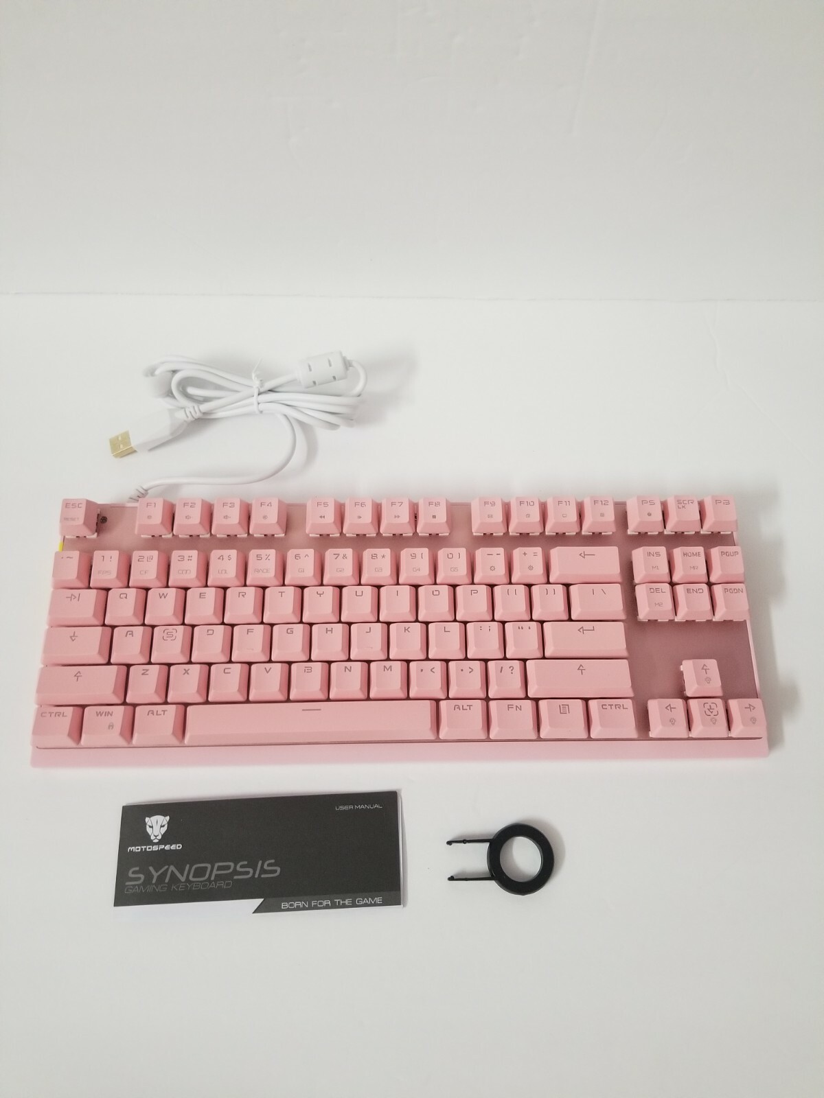 Motospeed CK82 87 Key Gaming Keyboard RGB Red Switches Keyboard - Pink