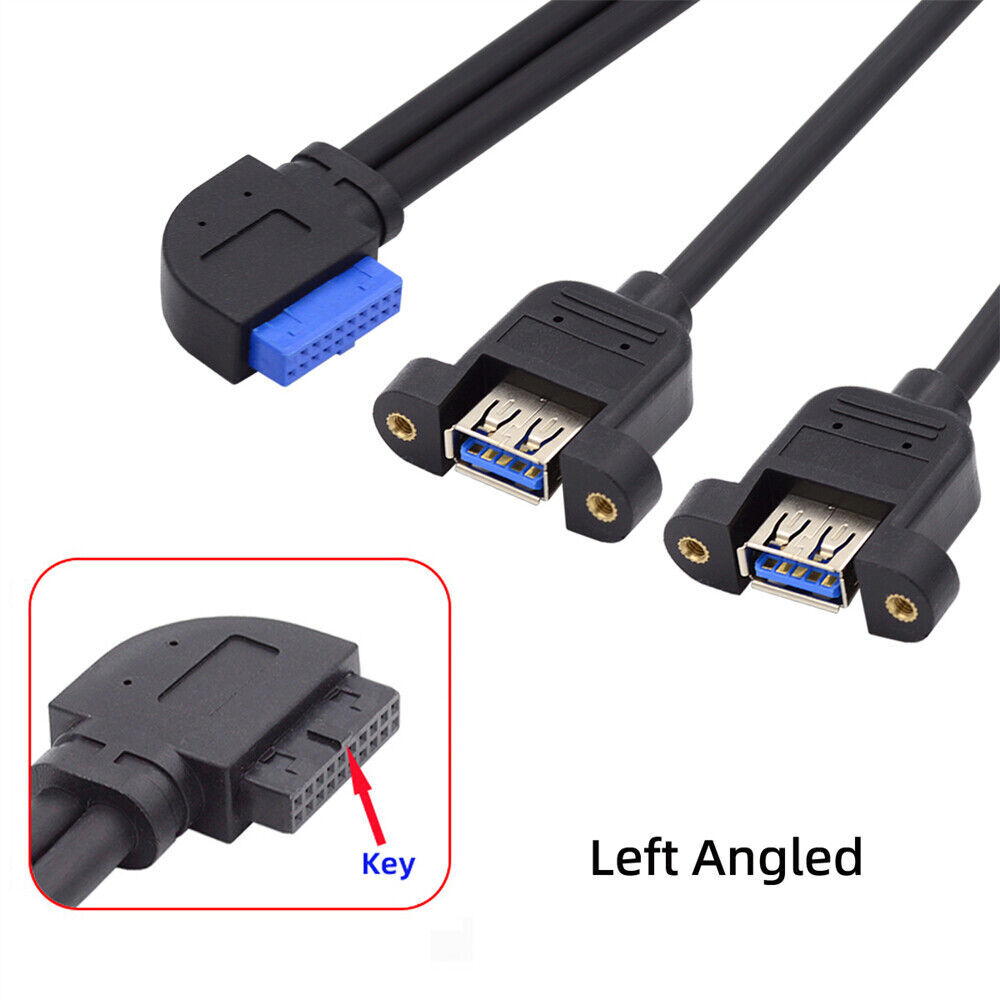 2 Ports USB 3.0 to Motherboard 20Pin Cable for Front Panel Screw Mount Type 30cm