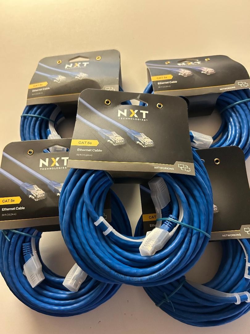 LOT OF 5 - NXT Technologies NXT29775 CAT5e Patch Cable, 50 ft, Blue