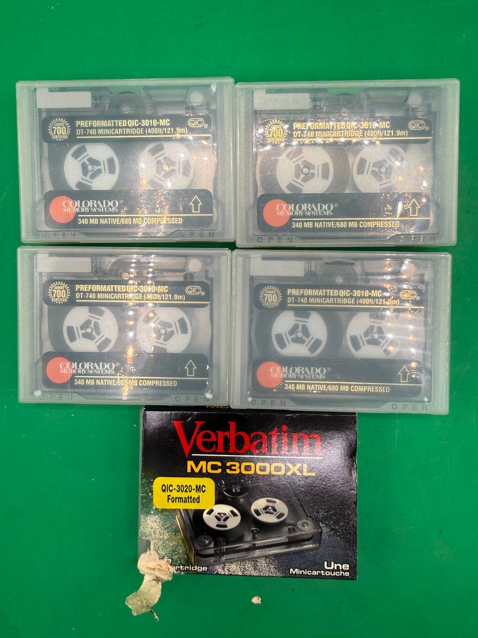 Lot of 5 QIC Mini Data Tape Cartridges Colorado 3010 & Verbatim 3020 TC