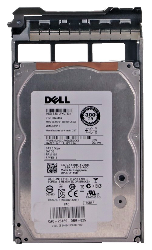 Lot of 7 Dell 300GB 15K RPM 6Gbps 3.5" SAS Hard Drive HUS156030VLS600 0X150K