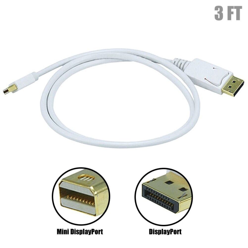 3FT Mini DisplayPort Male to DisplayPort Male Bi-Directional Cable Mac Monitor