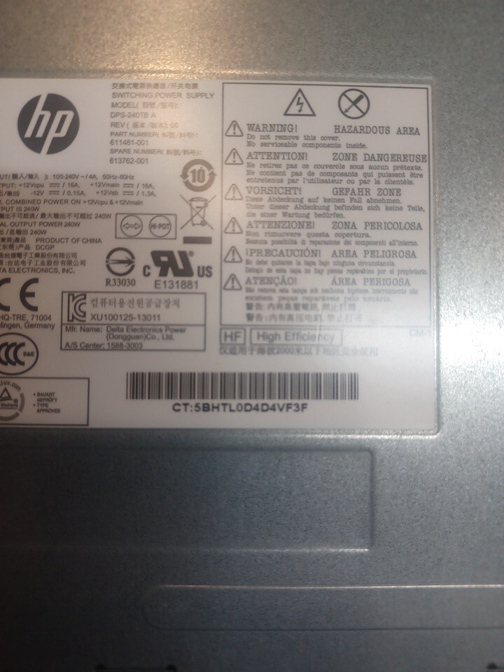 HP DPS-240TB A 240W SSF POWER SUPPLY 