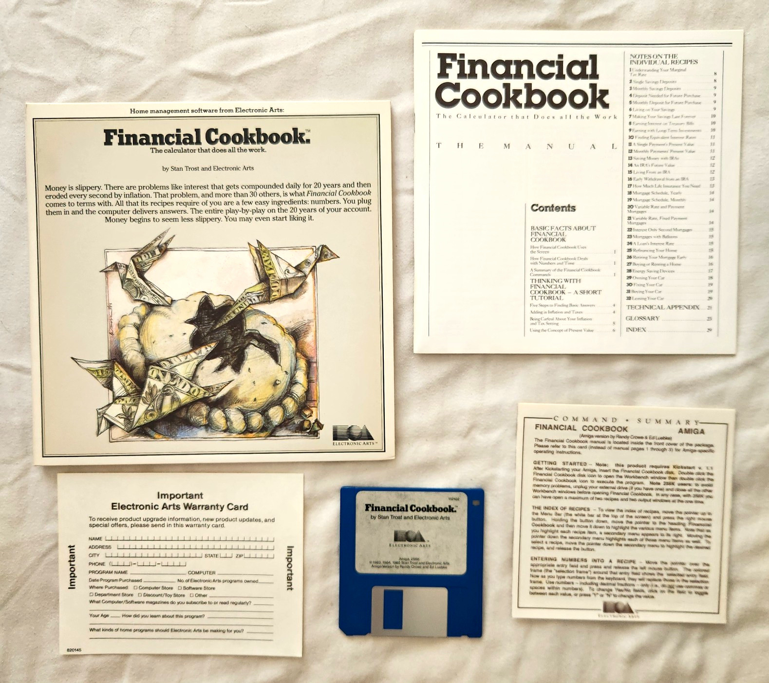 Electronic Arts Financial Cookbook for Amiga 3.5" Floppy + Manual 1984