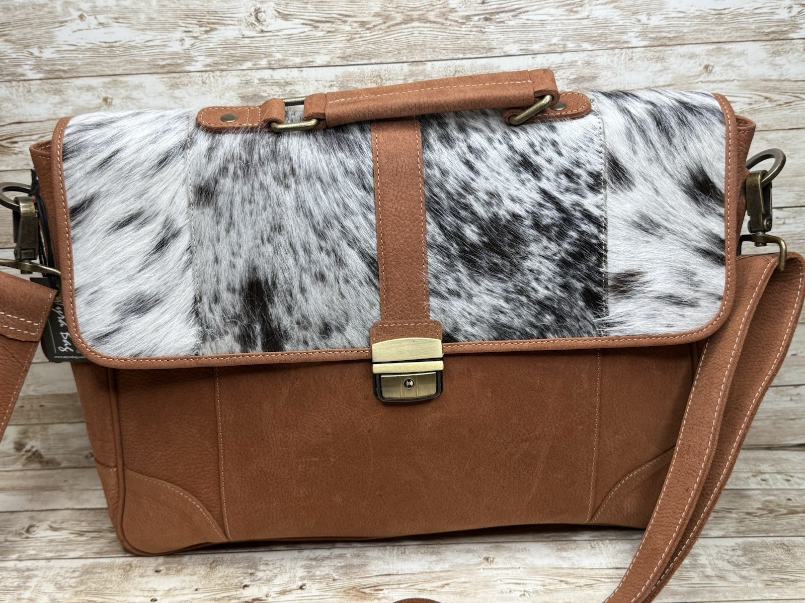 MYRA ~ HAIR ~ ON ~ HIDE ~ LEATHER ~ LAPTOP ~ BAG