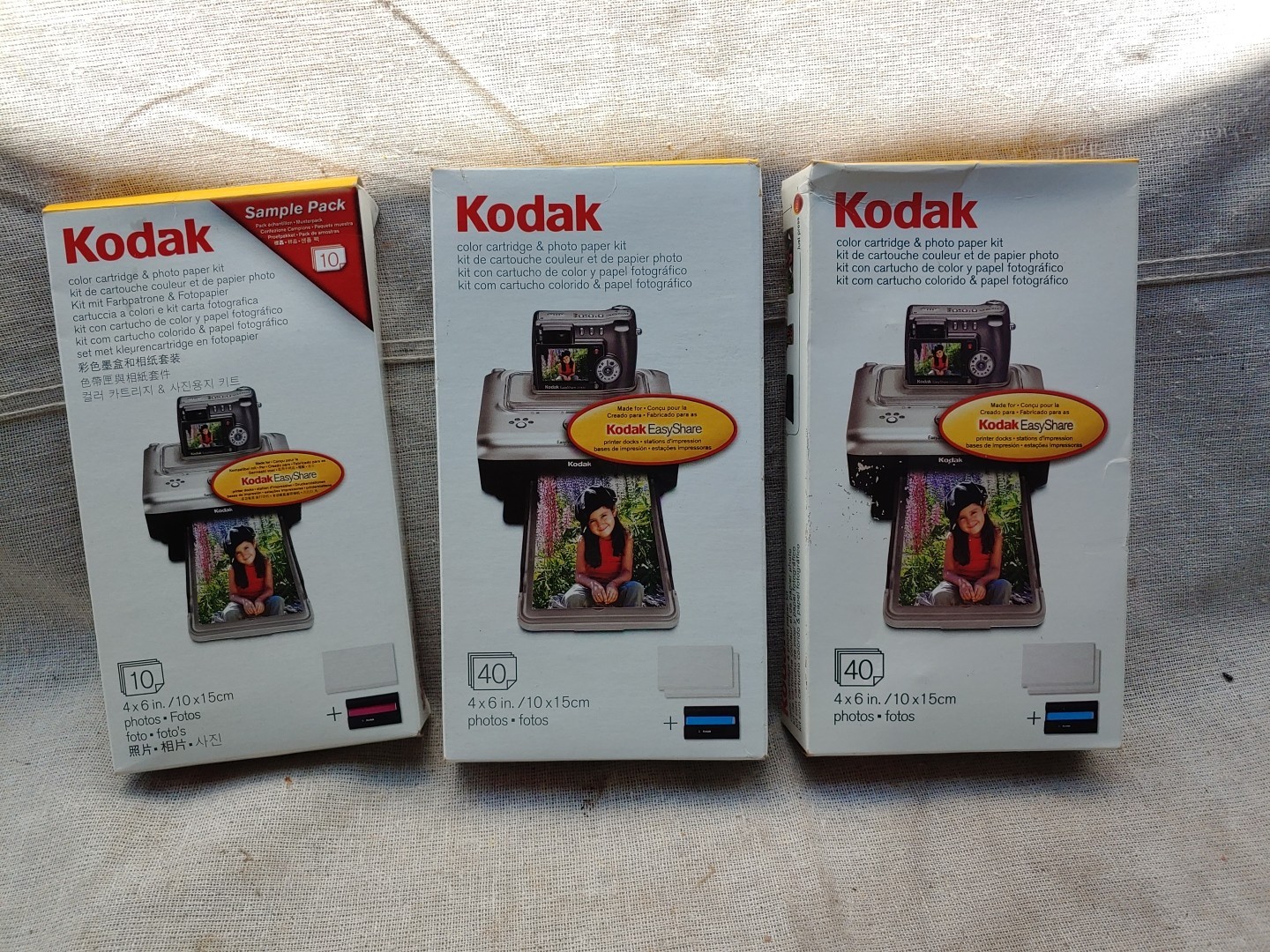Lot of 3 Kodak EasyShare Color Cartridge and Photo Paper Kit 90 Total Sheets KB