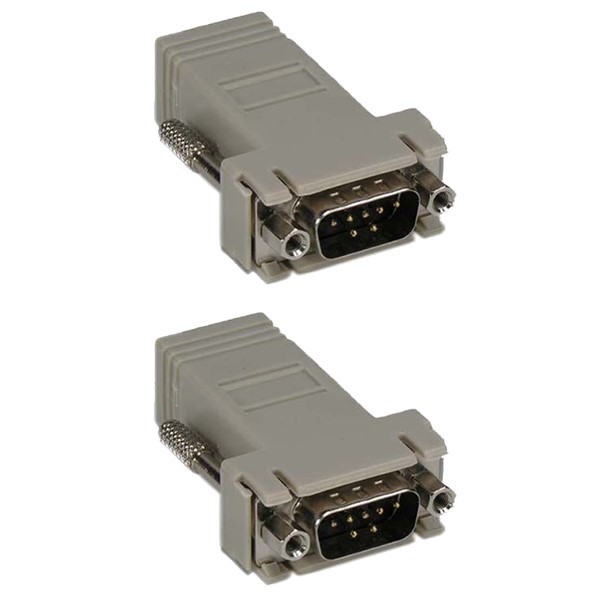 2x DB9 9Pin RS232 Serial Port Male to RJ45 Network Adapter Modular Preassembled