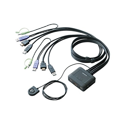 Elecom 2 Port PC Switch KVM for HDMI with Cables.NEW