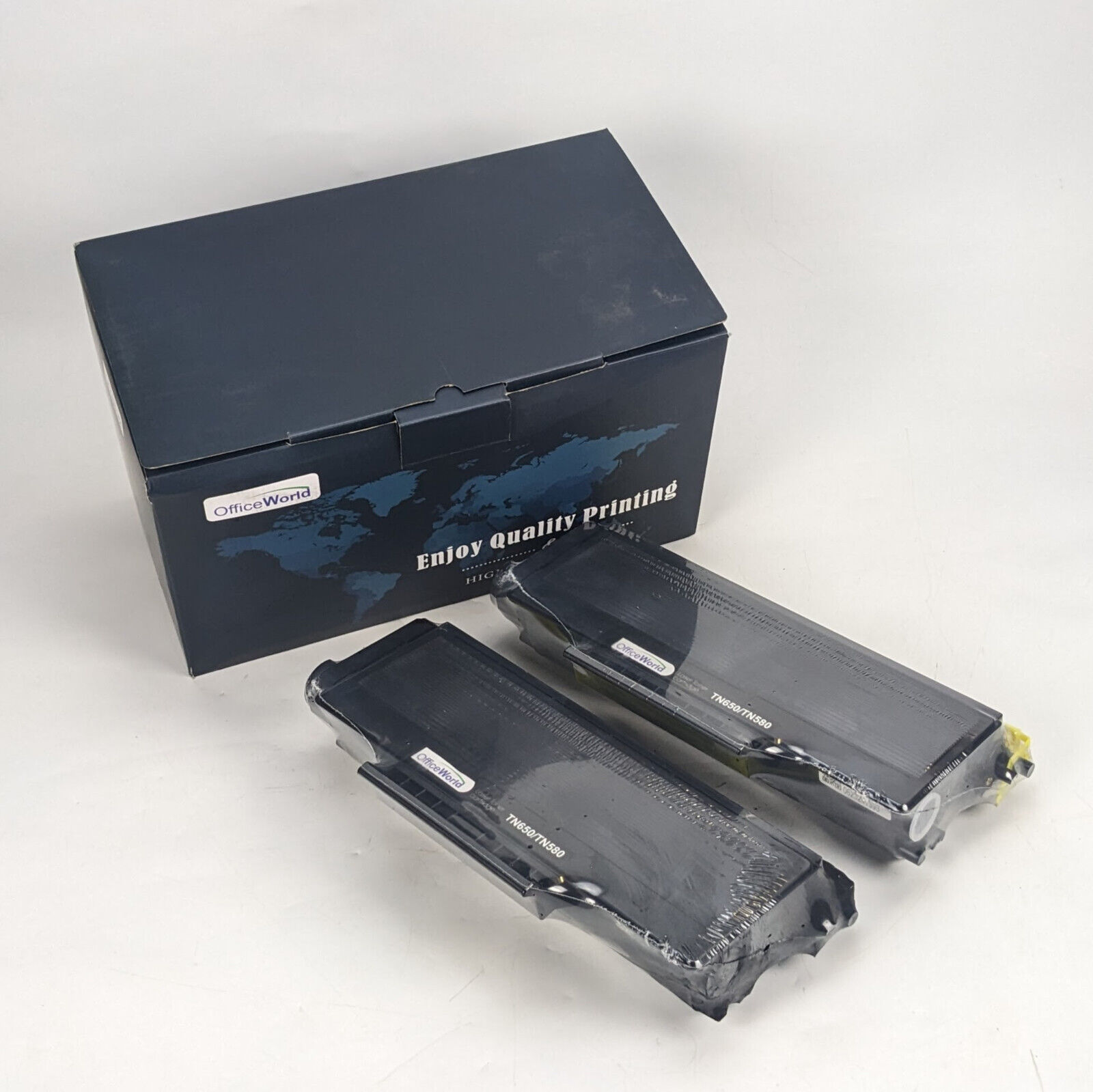 2-PACK Office World Brother TN650 / TN580 Compatible Black Toner Cartridge