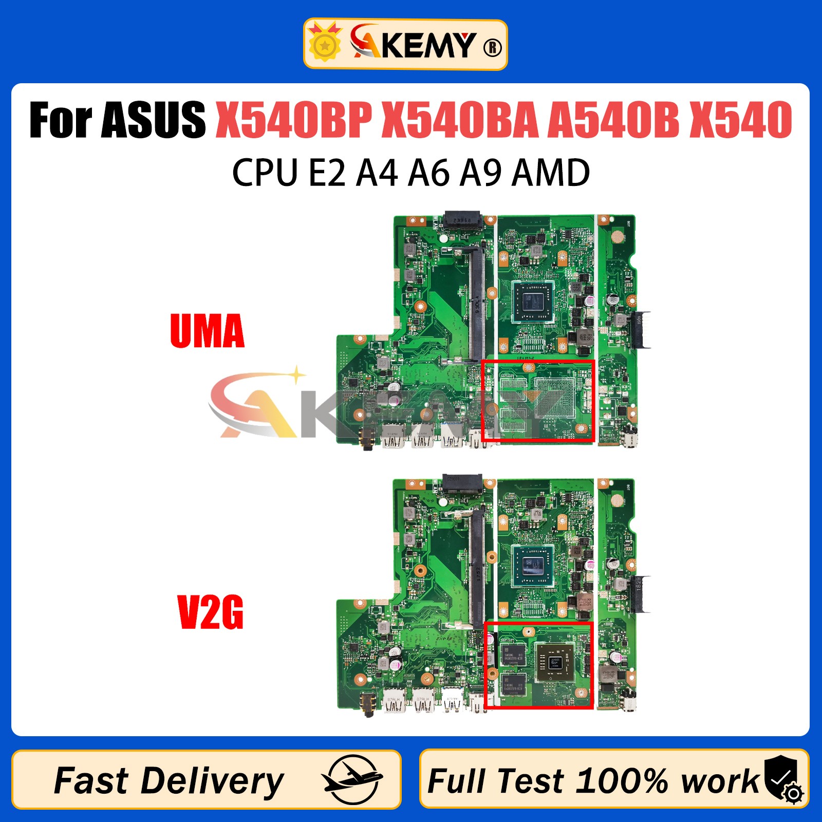 AKEMY X540BP Notebook Mainboard For ASUS X540BA A540B X540 Laptop Motherboard