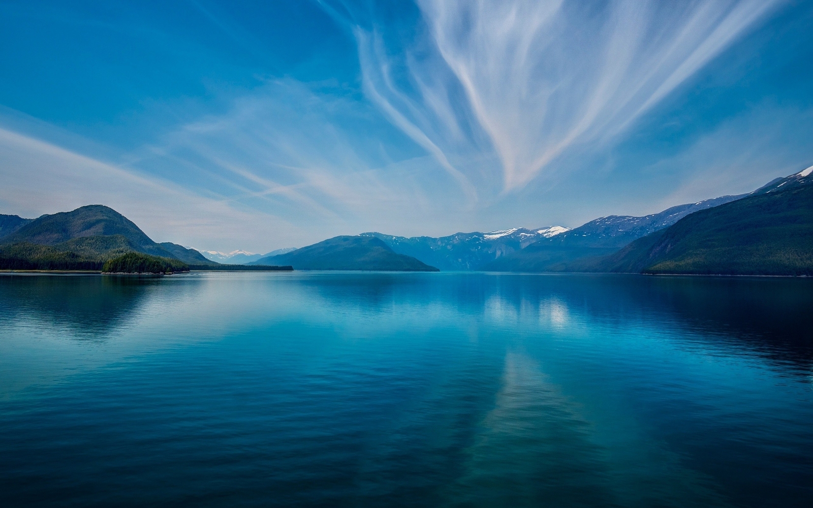 Landscape water sky clouds mountains nature Custom Gaming Mat Desk