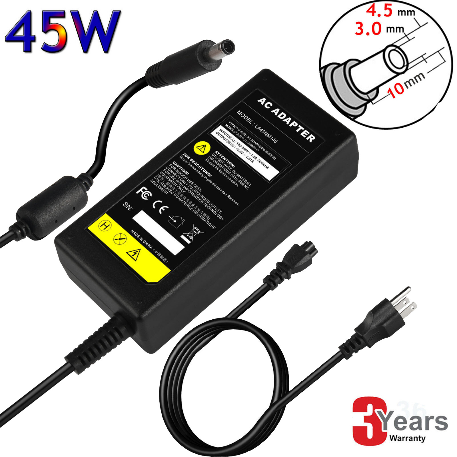 For DELL Inspiron 11 3000 Series 3168 3169 45W AC Charger Power Cord Adapter CLG