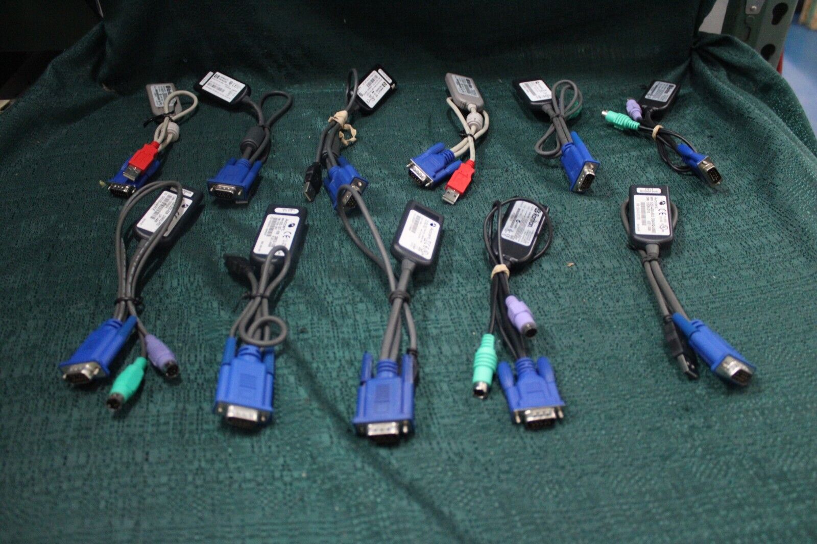 Mixed Lot of 11 KVM Cables - Avocent, Raritan, HP - Model Names in Description