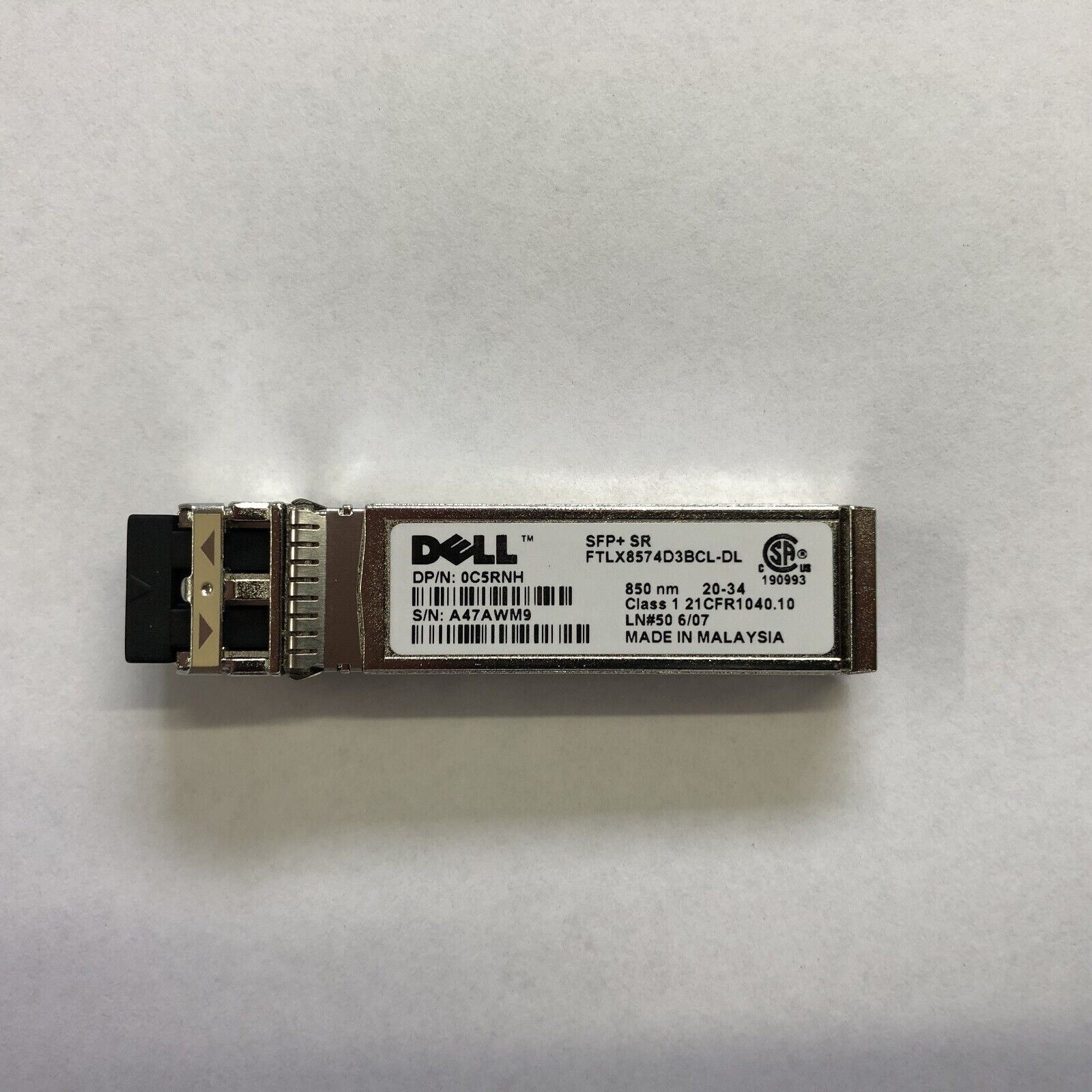 Genuine Dell 10G 850nm SFP+ SR Transceiver Module 0C5RNH C5RNH FTLX8574D3BCL-DL