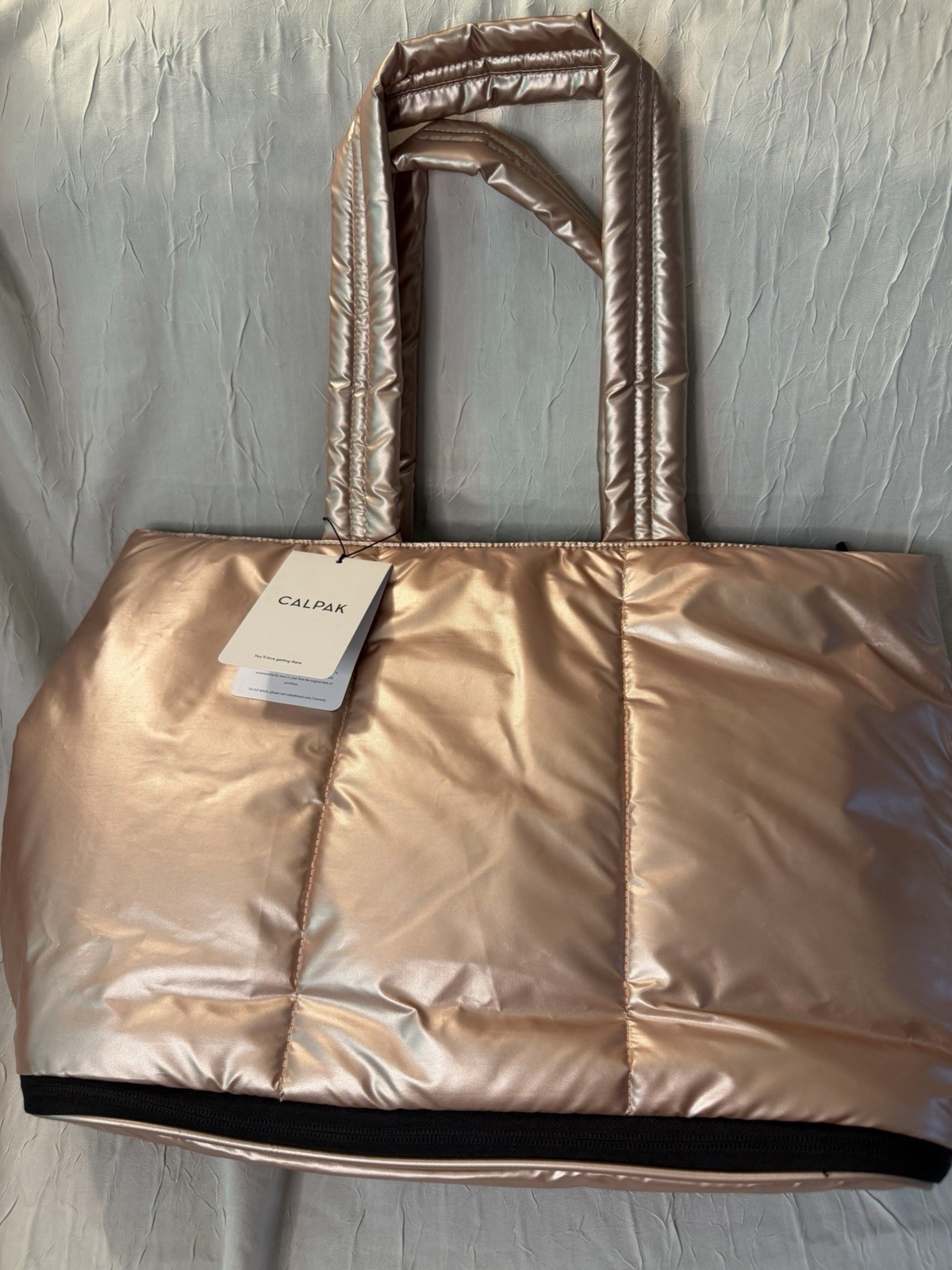 CALPAK Luka Expandable 15" Laptop Tote Rose Gold Metallic ALT2201