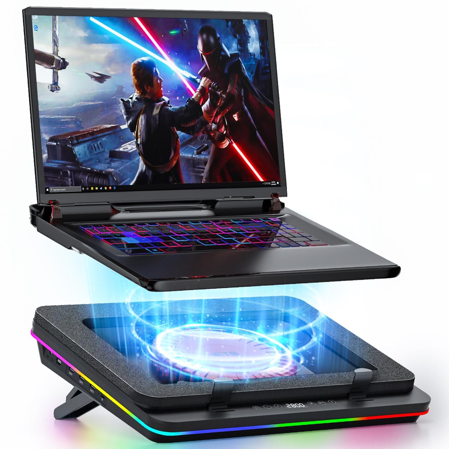 GT600 RGB Laptop Cooling Pad Equipped with Gigantic Turbo-Fan（5.5inch Diamete...