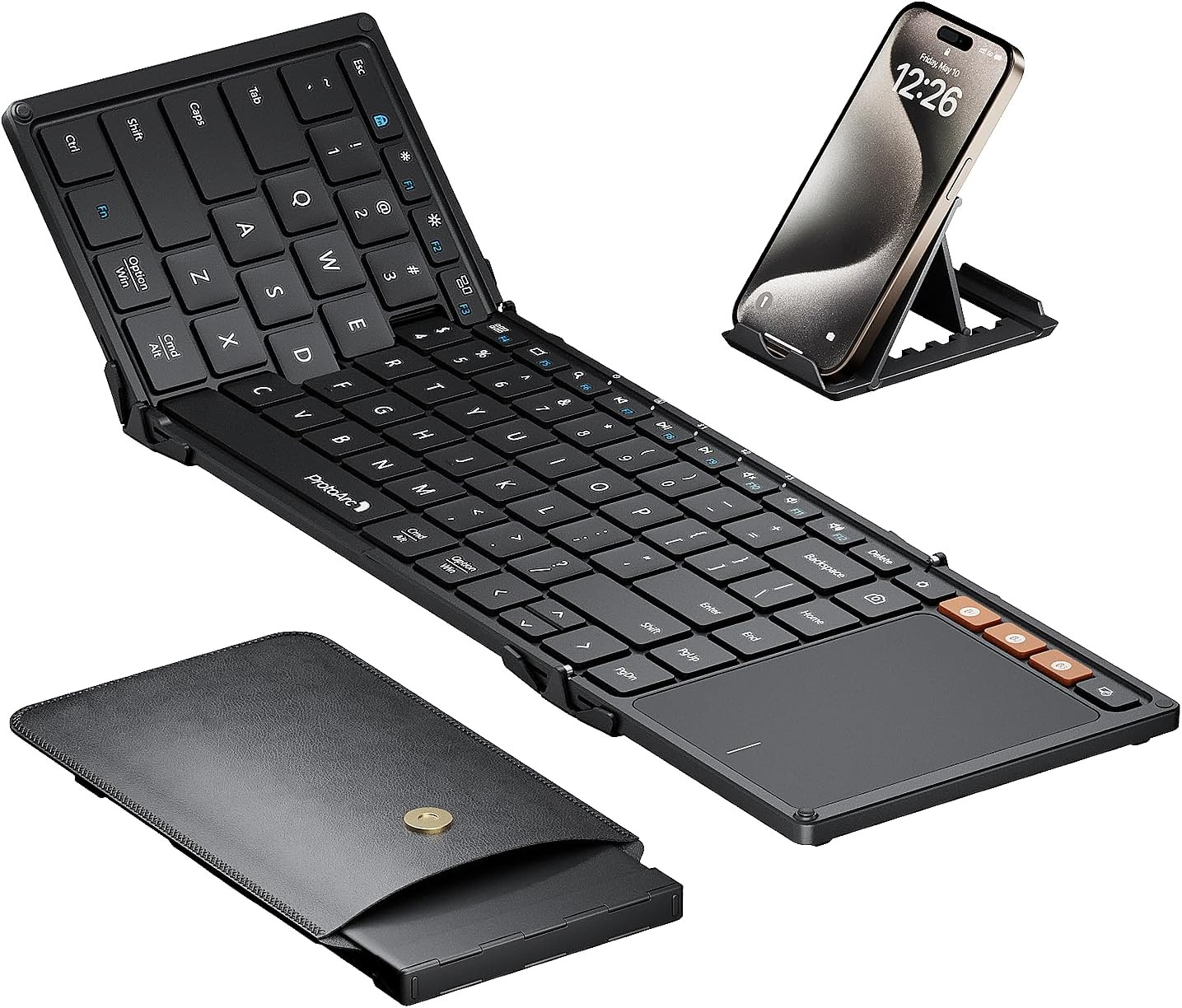 Teclado Bluetooth Plegable, Teclado Inalambrico Plegable Con Bolsillo Portat...