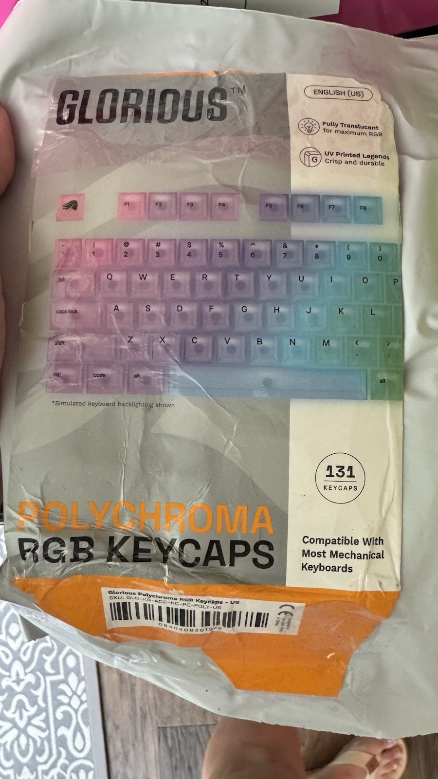 Glorious Polychroma V2 RGB Keycaps 131 Key Set Translucent White Open Box Parts