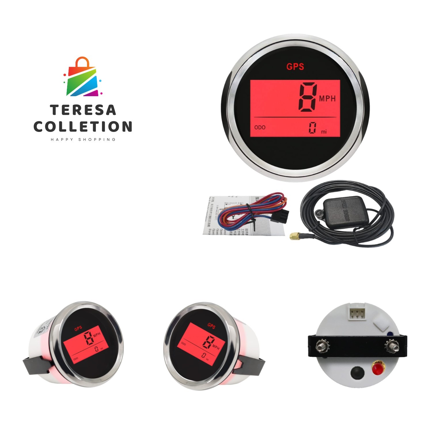 2" Digital GPS Speedometer Odometer with Red Backlight 12V 24V for RC Car Dir...