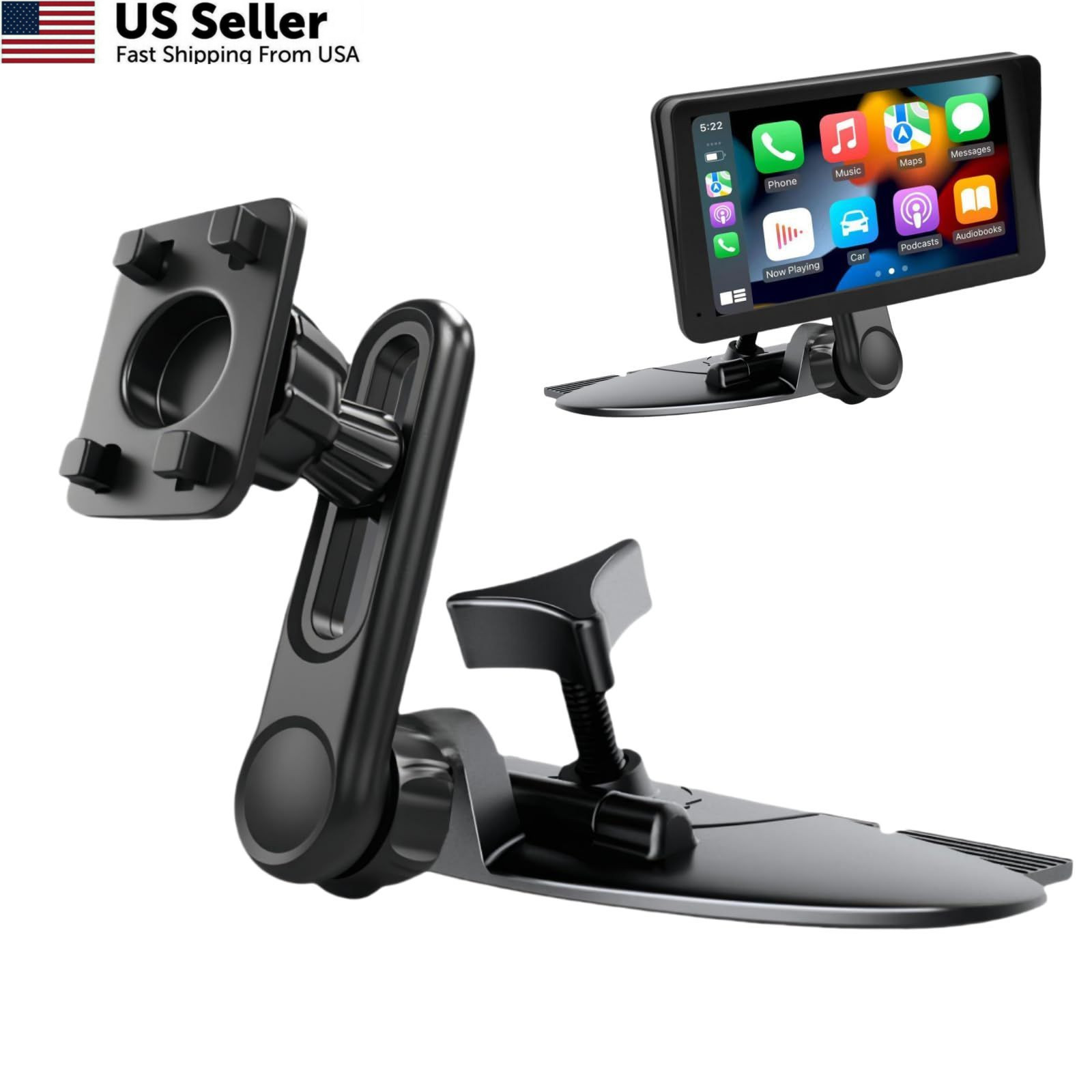 Epronic Extended CD Slot Mount for CarPlay Screen Adjustable Arm and black 