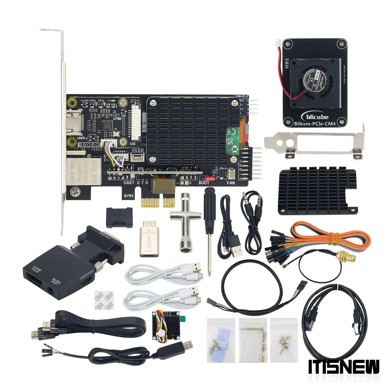[NEW] Blikvm PCIe Card w Cooling Fan and OLED Display  Compatible w RPi CM4