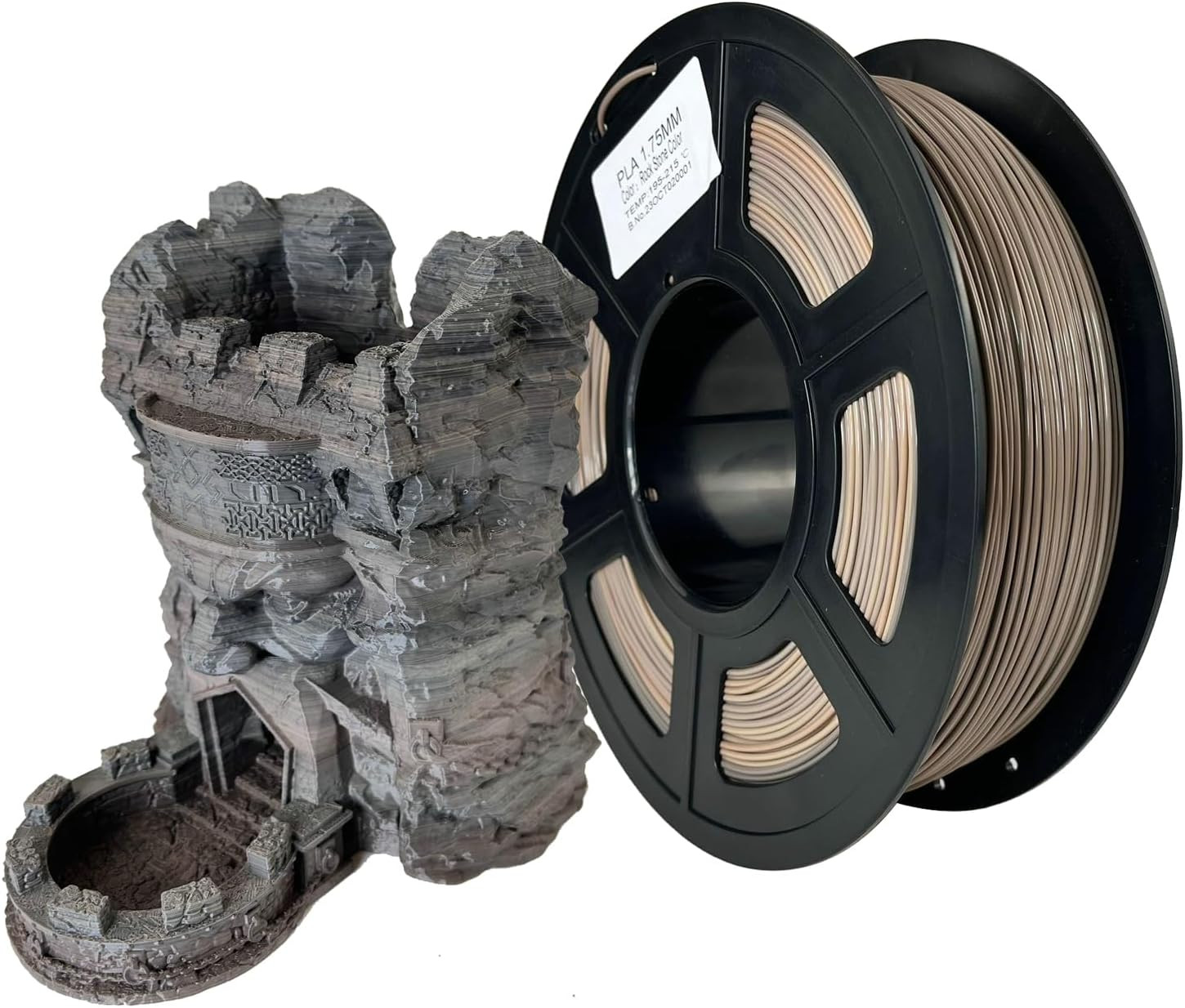 3D Printer PLA Filament 1.75mm,Rock Stone Color,Brown Yellow Black,Multi Color F