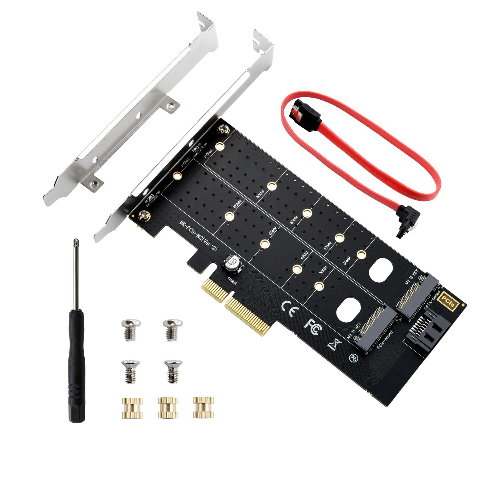 ELUTENG Dual M.2 PCIE Adapter NVME/NGFF to NVME/SATA, NVMe NGFF PCIe