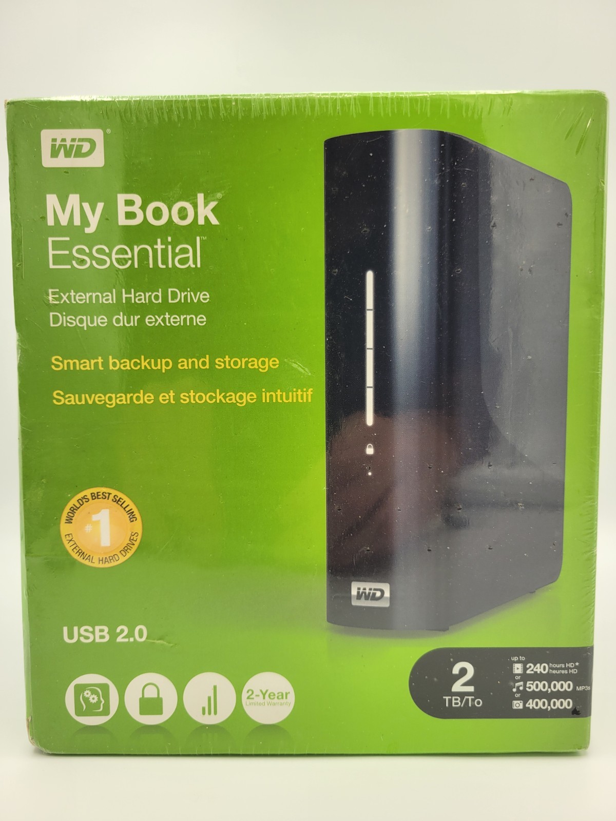 WD My Book Essential 2TB External HDD USB 2.0 Black Password Protection Mac/PC