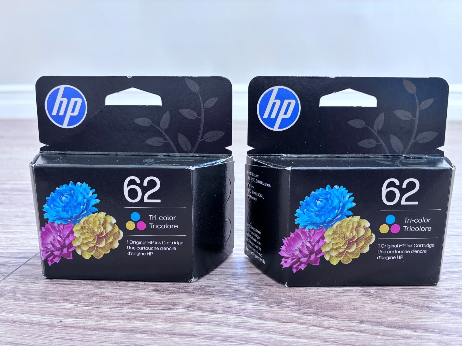 2 Genuine HP 62 Tri-Color Ink Cartridges ~ 165 pages C2P06AN Original Exp 12/27