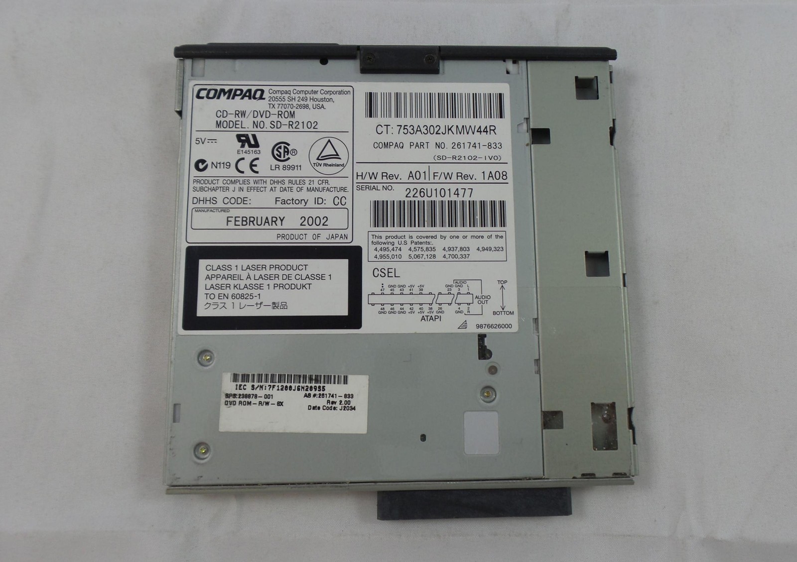 Vintage 2002 Compaq CD-RW/DVD-ROM Combo Drive (SD-R2102)