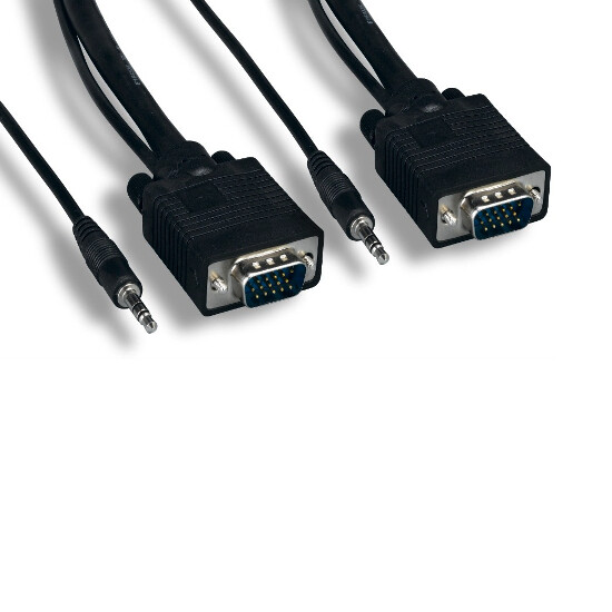 100 Feet SVGA Video/3.5mm Stereo Audio Cable 28AWG for HDTV PC Monitor Projector