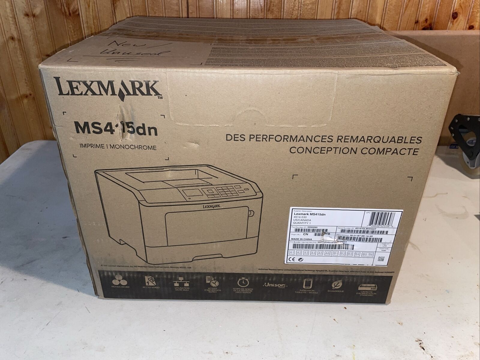 Used Lexmark MS415DN Monochrome Laser Printer, Tested, Working