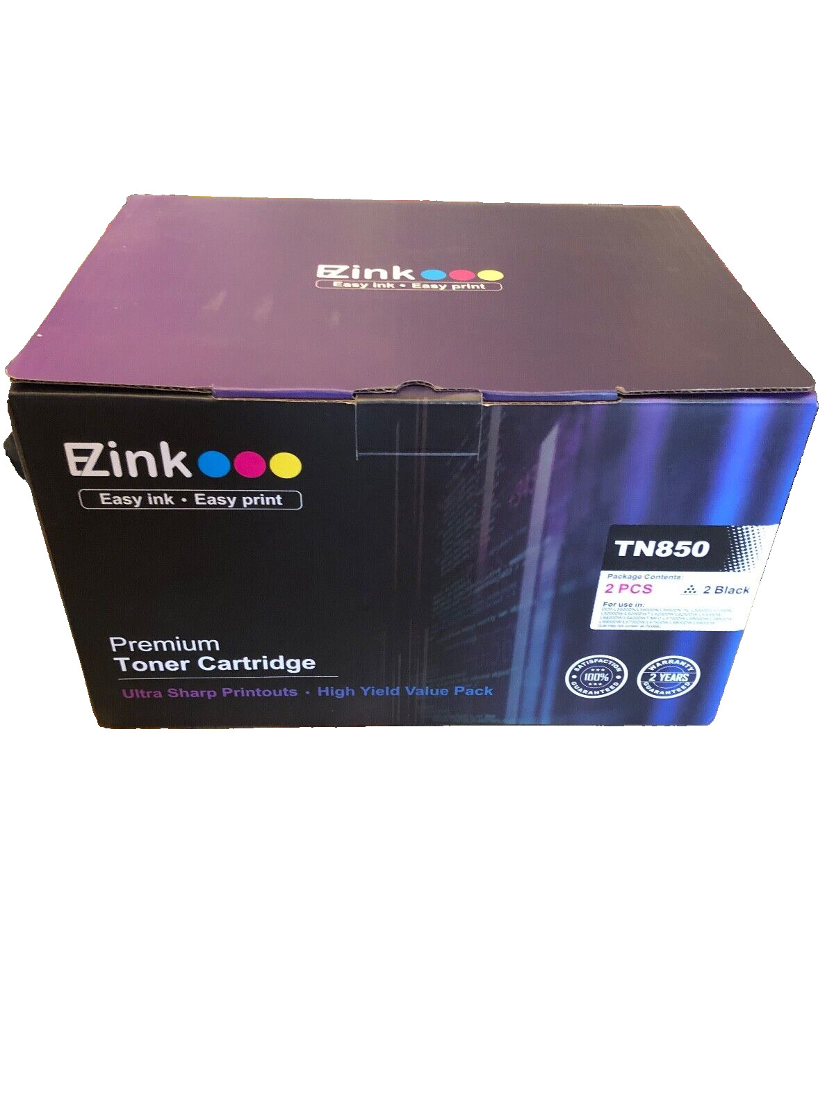 TWO (2) EZink EZ Ink TN850 Black Toner Cartridge NEW In BOX