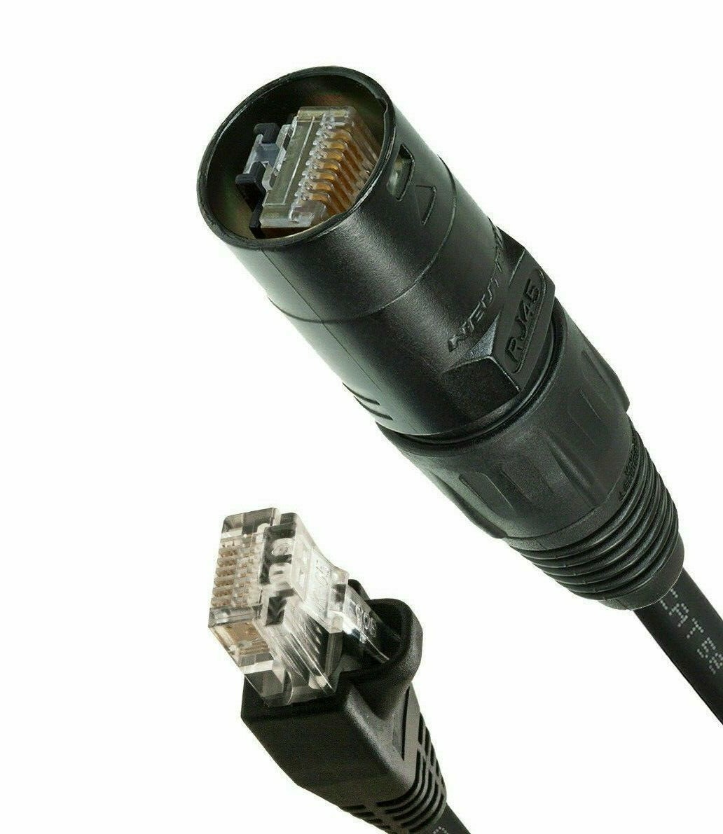 100-FT CAT6 Tactical Double Shielded w/Neutrik Ethercon RJ45 Digital CMX Cable 