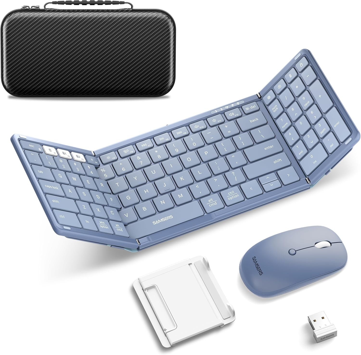 Samsers Folding Bluetooth Keyboard Mouse Combo 2.4Ghz Bluetooth PC iOS Android