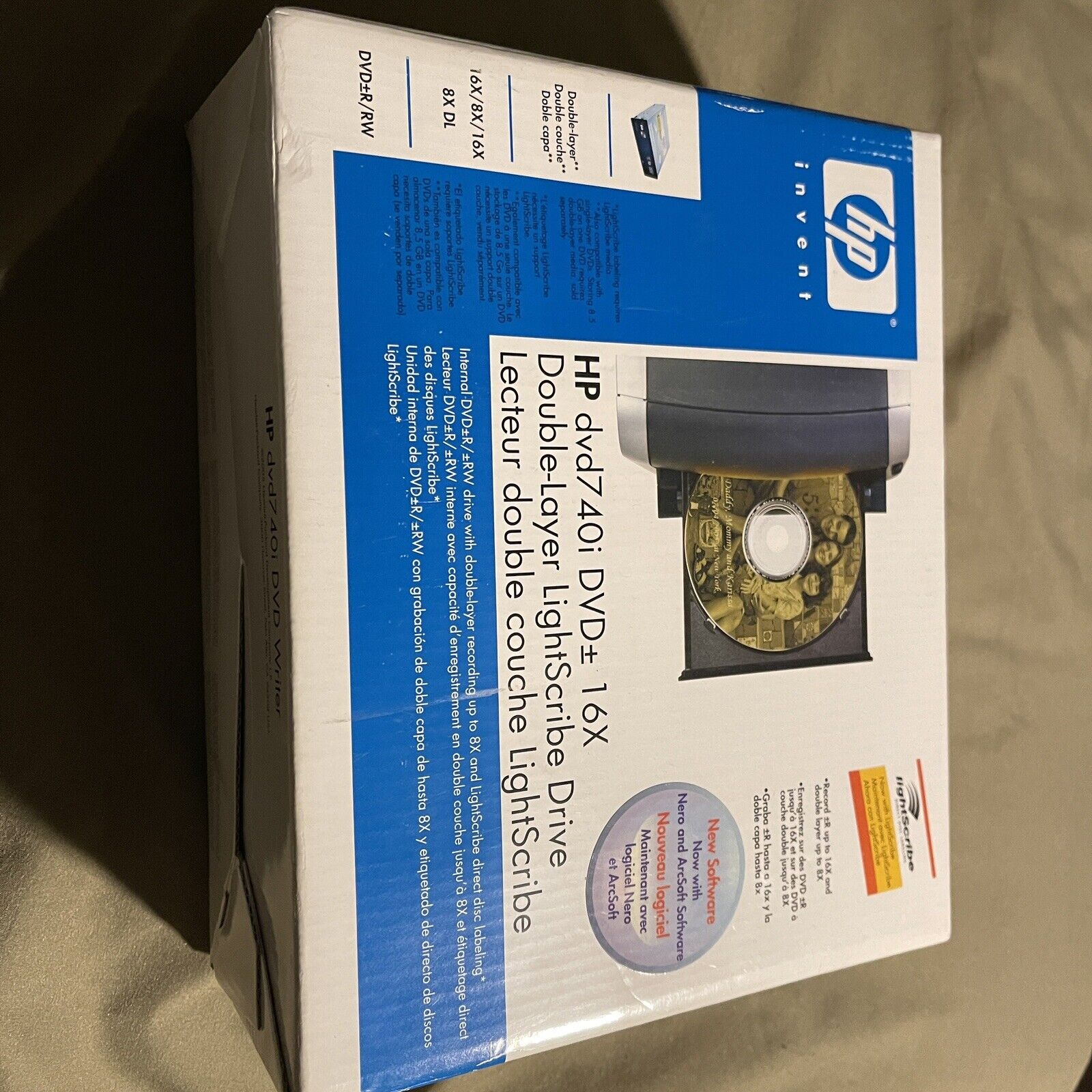 HP DVD740i DVD Writable CD-RW 16X Double Layer Lightscribe Drive New in Box
