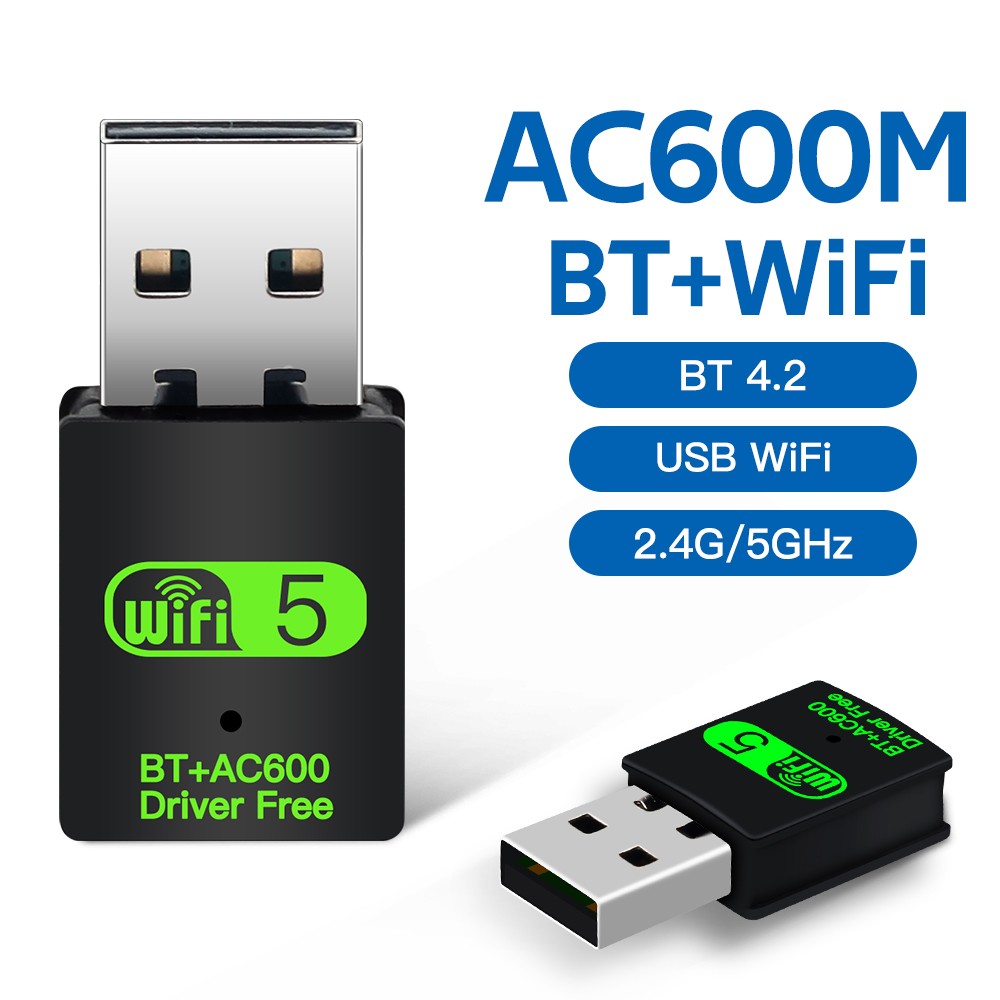 10PCS USB AC600 WiFi 5+ Bluetooth4.2 Adapter Dual Band 2.4G/5GHz Wireless Dongle