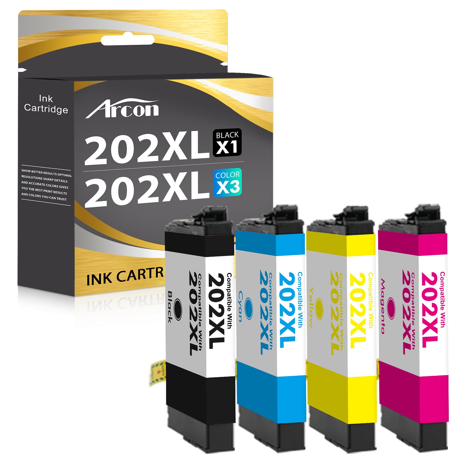 4pk T202XL 202 XL Ink Cartridges For Epson Expression XP-5100 WorkForce WF-2860
