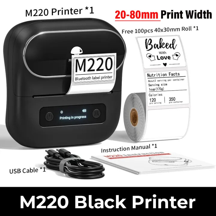 Phomemo M220 Bluetooth Label Maker Portable Thermal Barcode Printer or label Lot