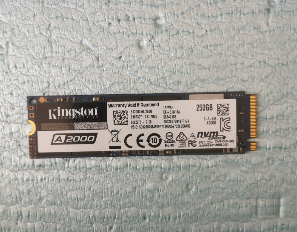 Kingston A2000 250GB M.2 NVMe SSD PCIe 3.0 x4 2280 M-Key Internal SSD