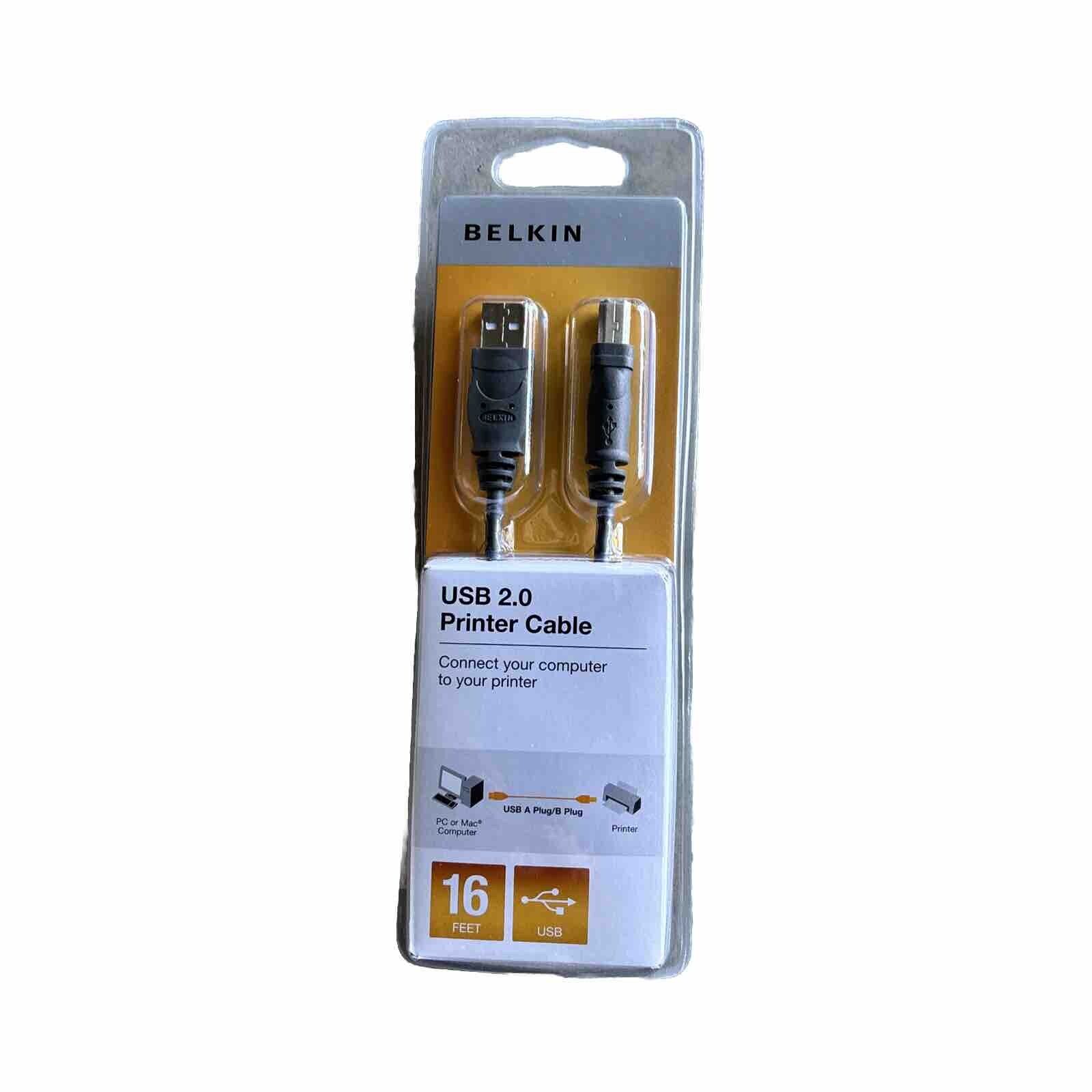 Belkin F3U154-16 16' USB 2.0 Printer Cable *New Sealed*