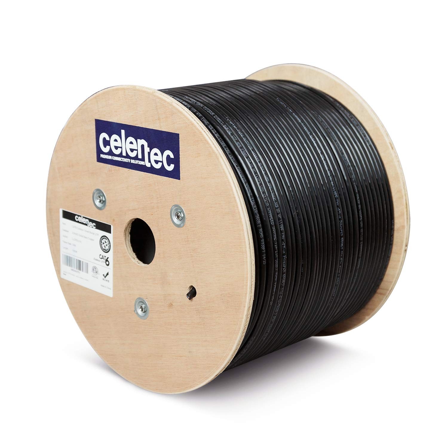 CAT6 Outdoor Cable, 1000ft, 23AWG Solid Bare Copper, Unshielded Twisted Pair ...